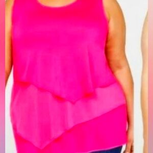 Set of 4 Sleeveless Catherines Tops           Pink Blue White and Black 1X 18/20